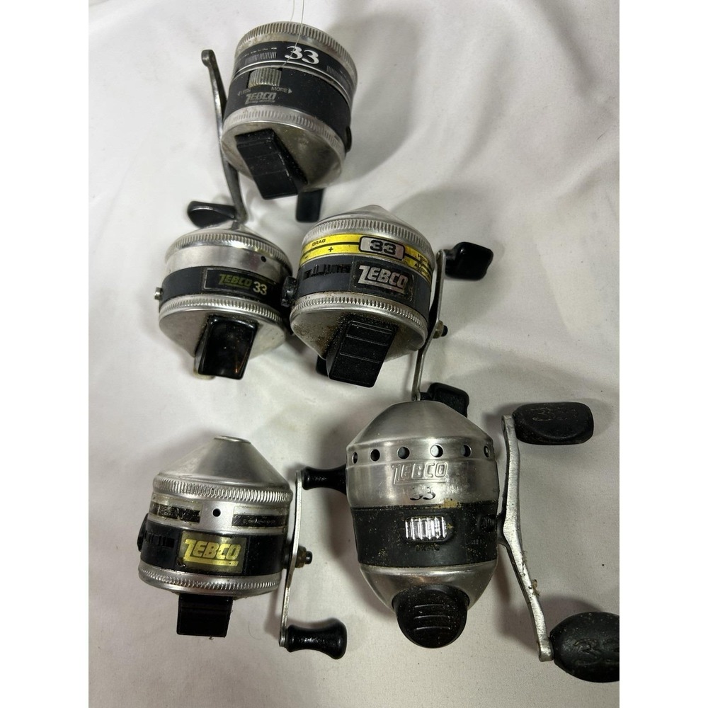 Vintage Zebco Models 33 Fishing Closed Face Spinning Reels Spinner Lot of 5